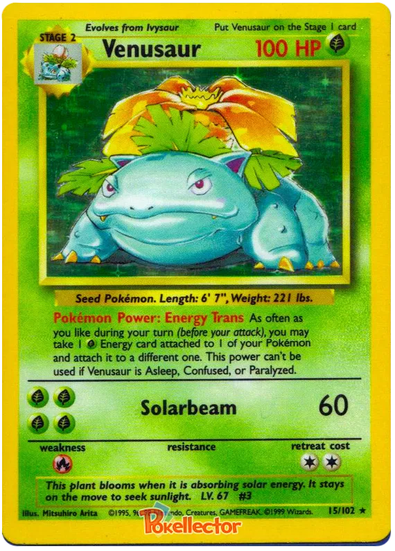 Venasaur Holo 15/102 Base Set (Lightly Played)