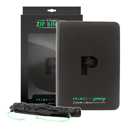 Palms Off Gaming - Collector's Series 9 Pocket Zip Trading Card Binder - BLACK